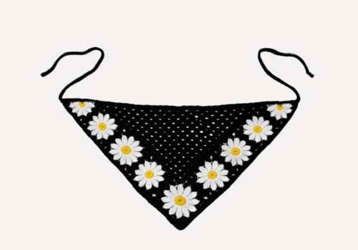 Handmade Crochet Bandana Head Scarf Boho Hair Accessory