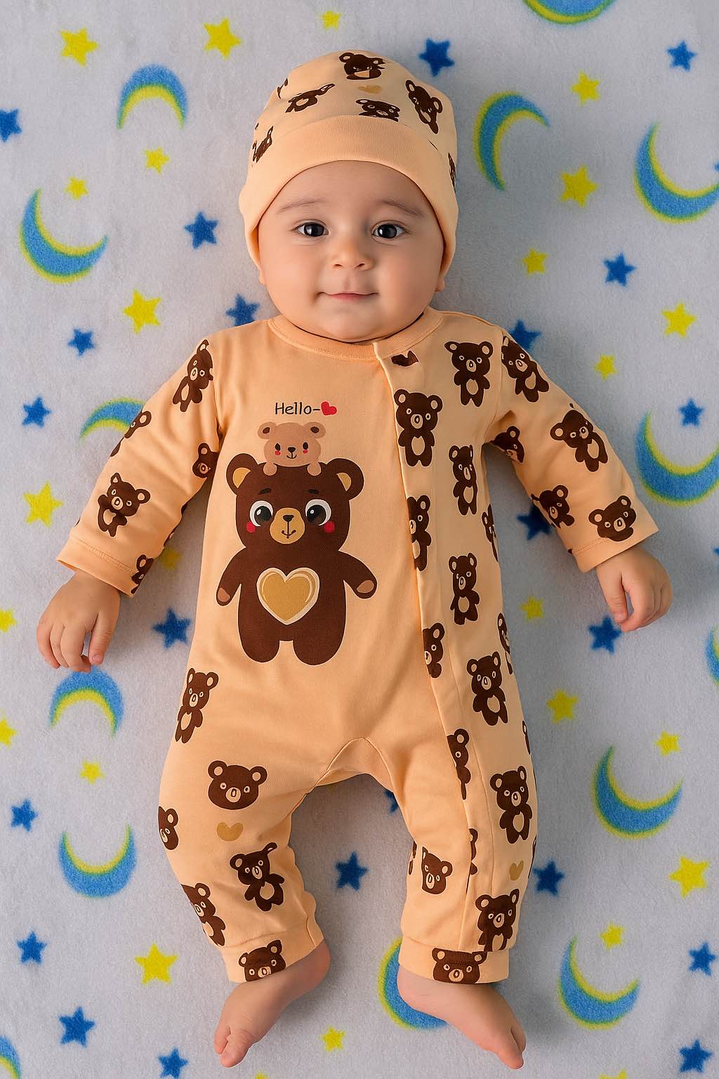 Infant Newborn Baby Baba Romper  Set 2-Piece Romper Cap Size 0-6 Months Stuff Summer Wear Fabric Premium Quality