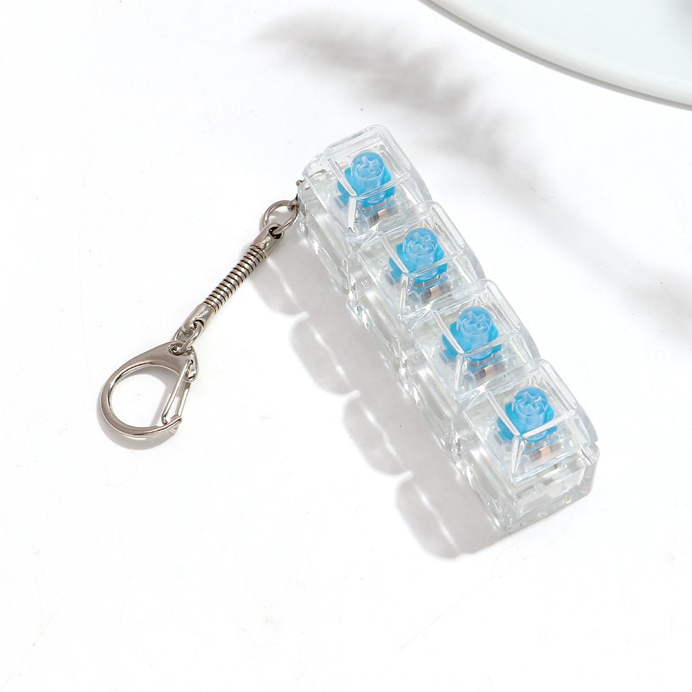 Keyboard Fidget Toys Crystal Keycap Keychain No Light Stress Relief Fingertip Gadget Decompression Toys Clicker Fidget Toy