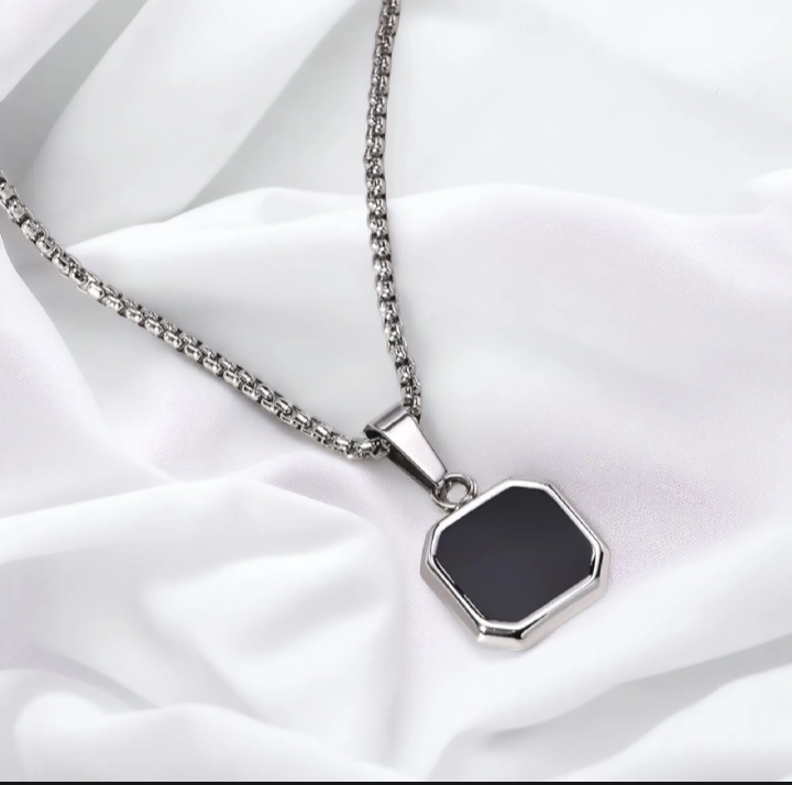 "Stainless Steel Cube, Rectangle & Square Neck Chains Necklace: Modern Accessories for Boys & Girls - Elevate Your Style!"