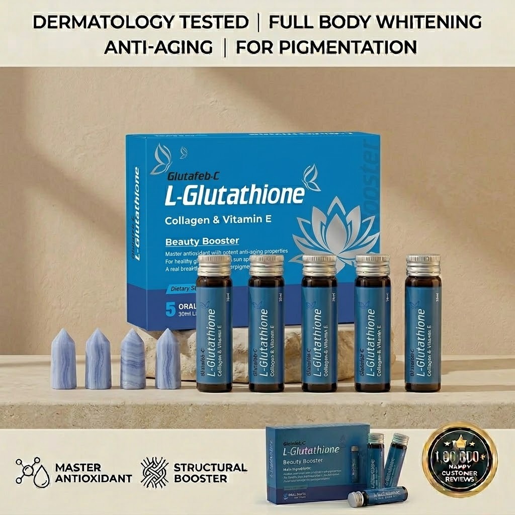 Beauty booster glutafeb c–Pack of 5 Oral Shots–30ml/Shot Skin Active Bright Complete Vitamin C Vitamin E Slows down aging process and improves skinLeads to a more even skin tone and reduces the