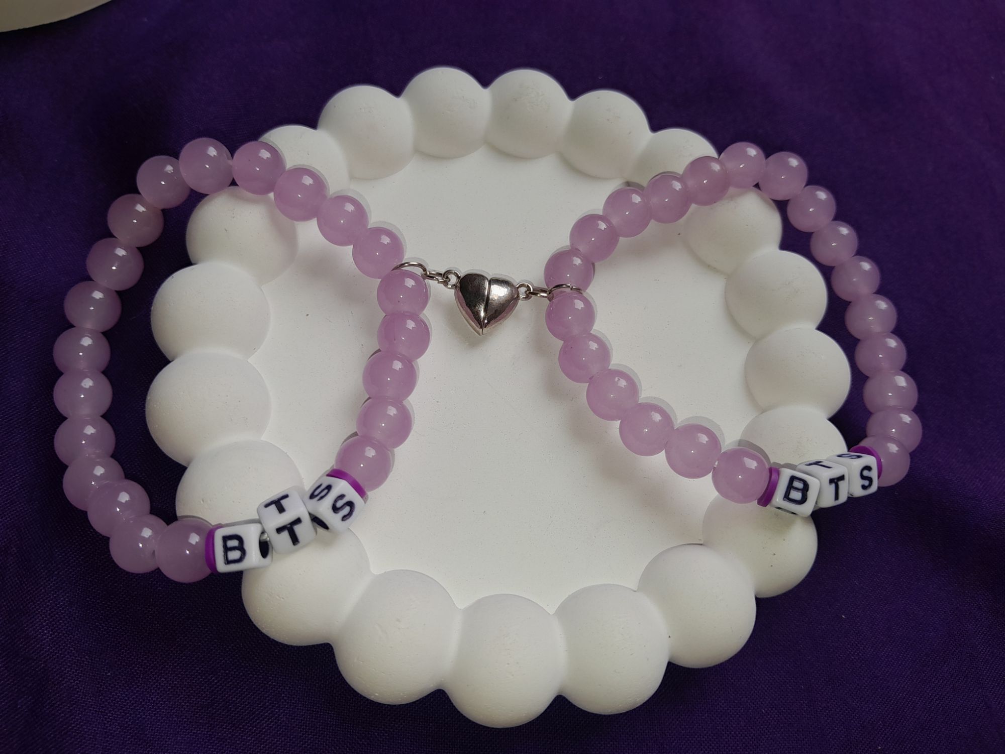BTS army purple glass beads bracelet | trending |magnatic heart bts bracelet for girls|couple bracelet |jewellery | bts v |bts jung kook|zivari fashion.