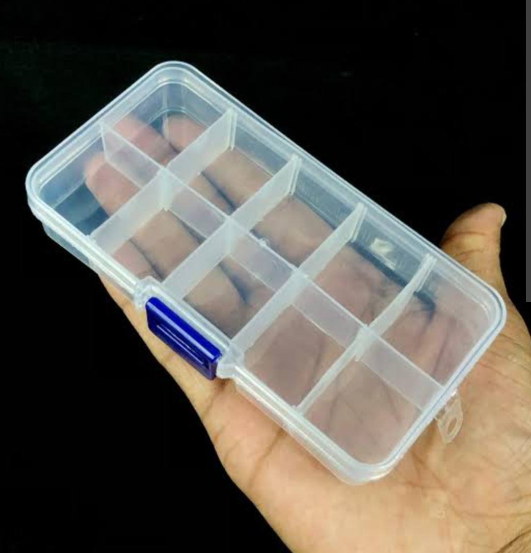 10 Grid Compartment Storage Box for Beads, Jewelry & Pills | Transparent Plastic Organizer Case | Multi Purpose Small Items Storage Box | Durable & Portable
