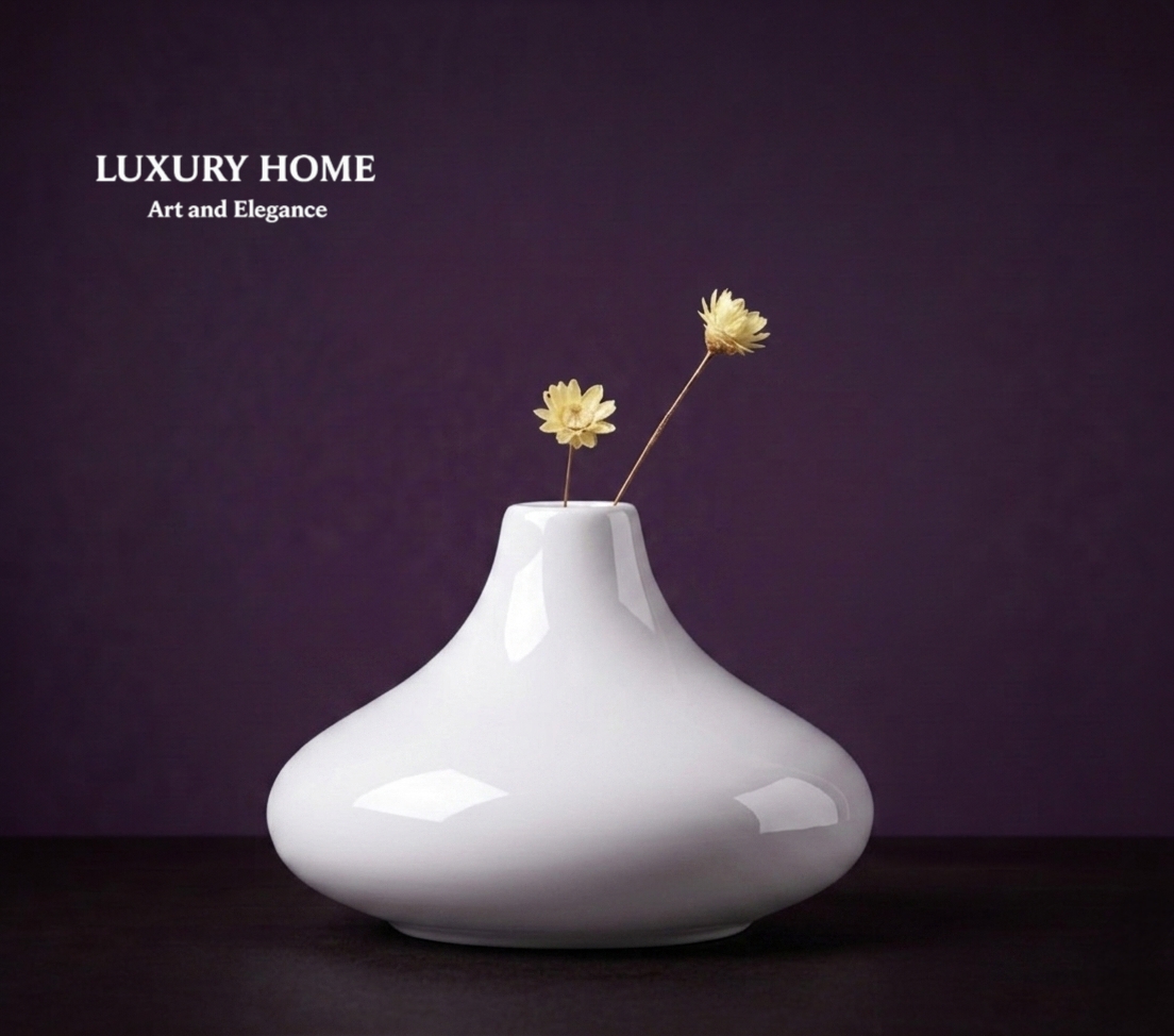 Modern Black Ceramic Flower Vase Centerpieces Office Desktop & Interior Decoration