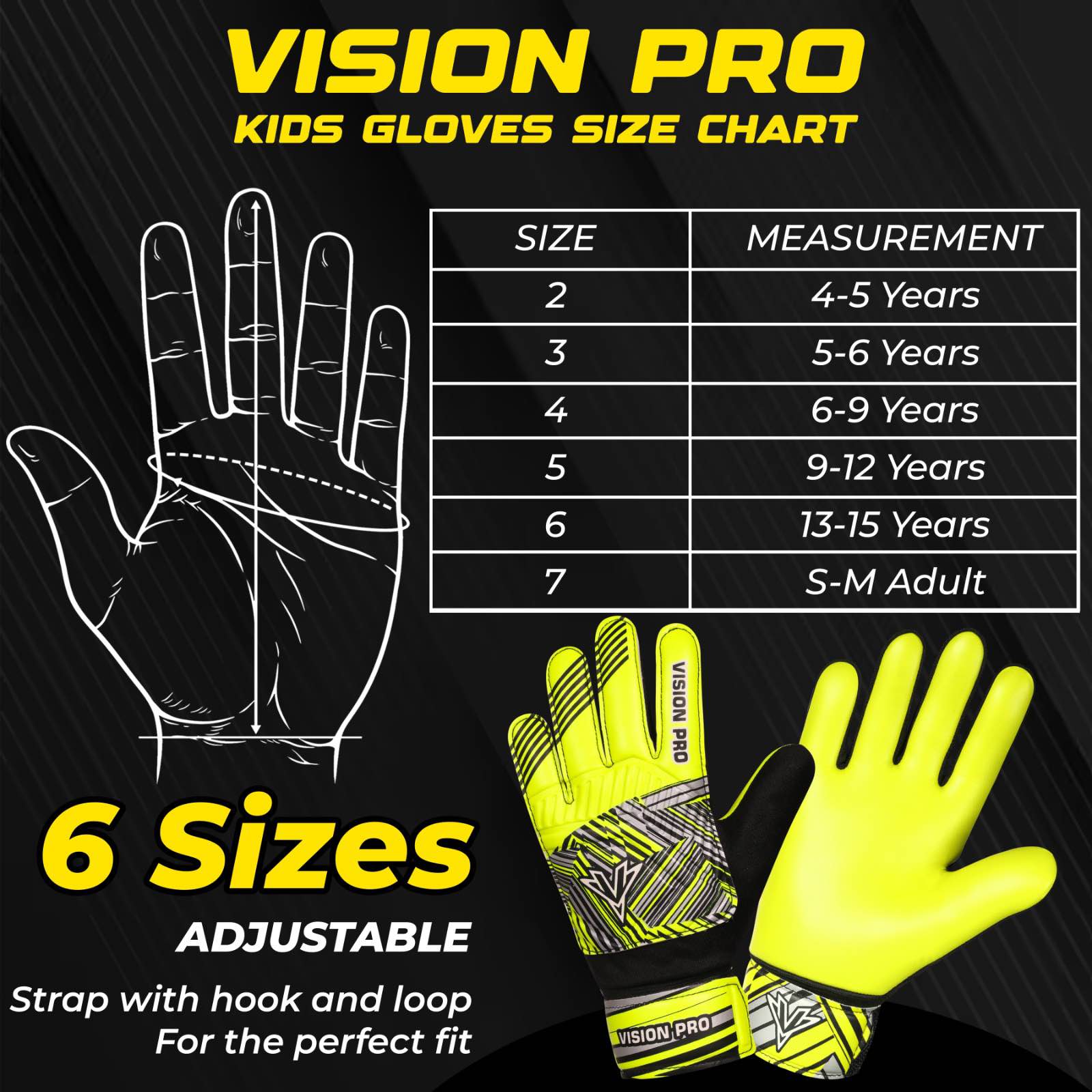 Kids Goalkeeper Gloves Soccer Goalie Football Glove Super Grip Double Wrap Wristband Training Gloves youth Sizes For Boys and Girls