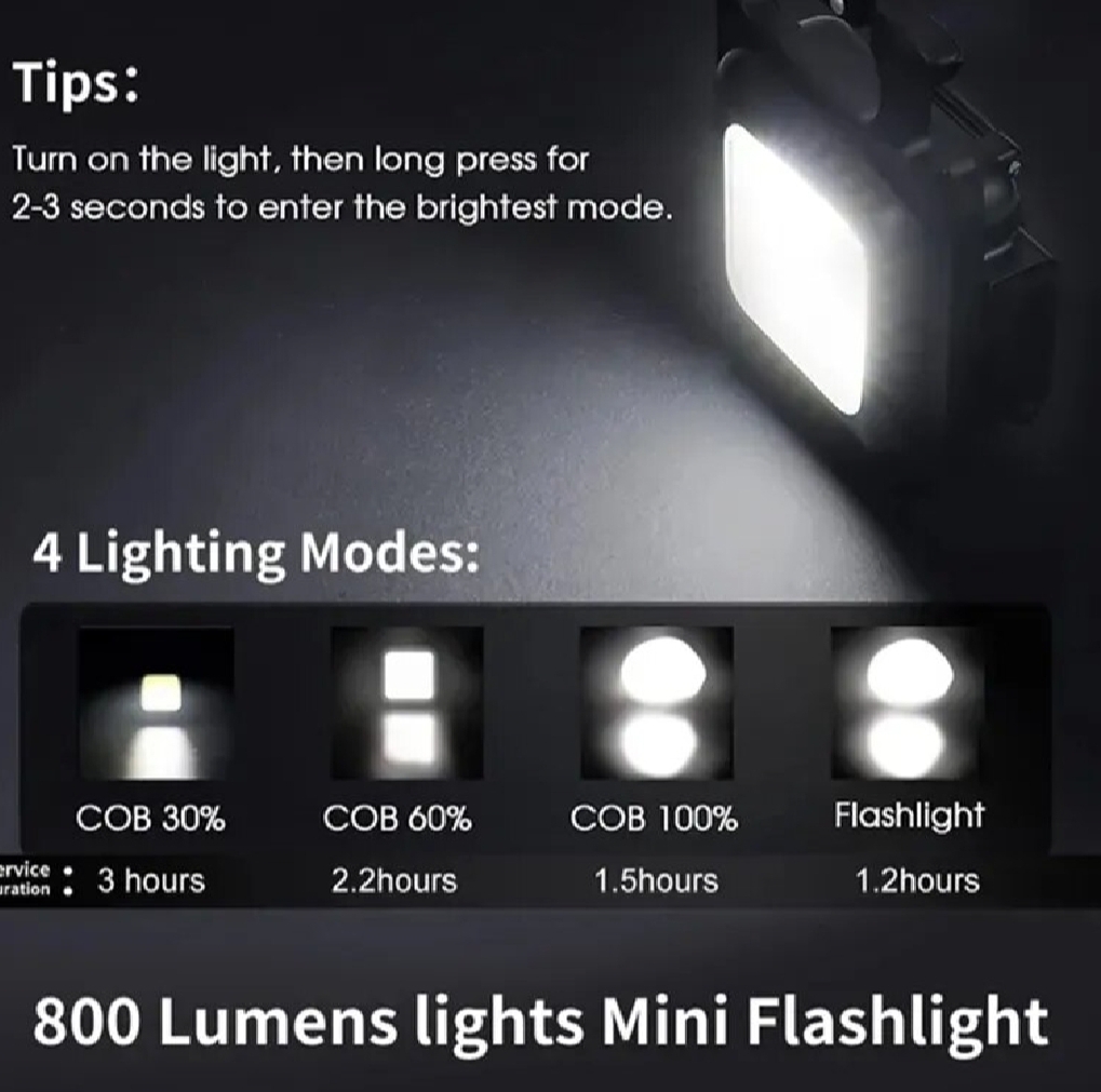 Mini LED Flashlight Keychain Multifunctional Portable COB Camping Lamps USB Charging Work Lights Outdoor Fishing Hiking