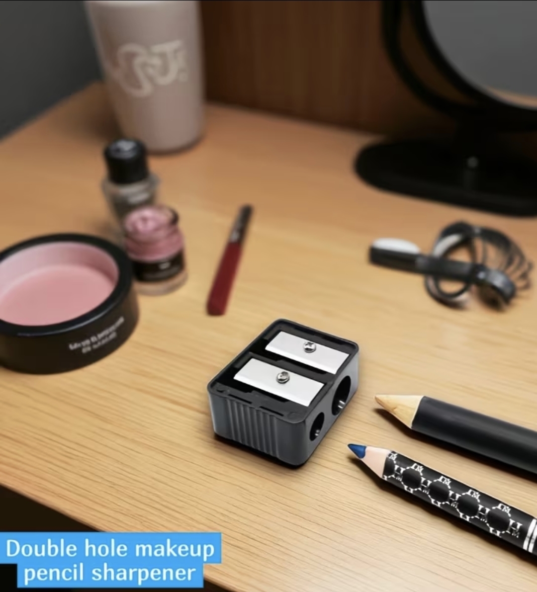 Imported Double Hole Cosmetic Pencil Sharpener for Eyeliner, Lip Liner & Makeup Pencils