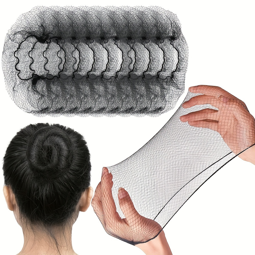 40Pcs 20 Inch Elastic Invisible Hair Nets Stretch Mesh for Catering Ballet Bun Sleeping Women Wig Hair Care Styling Accessories