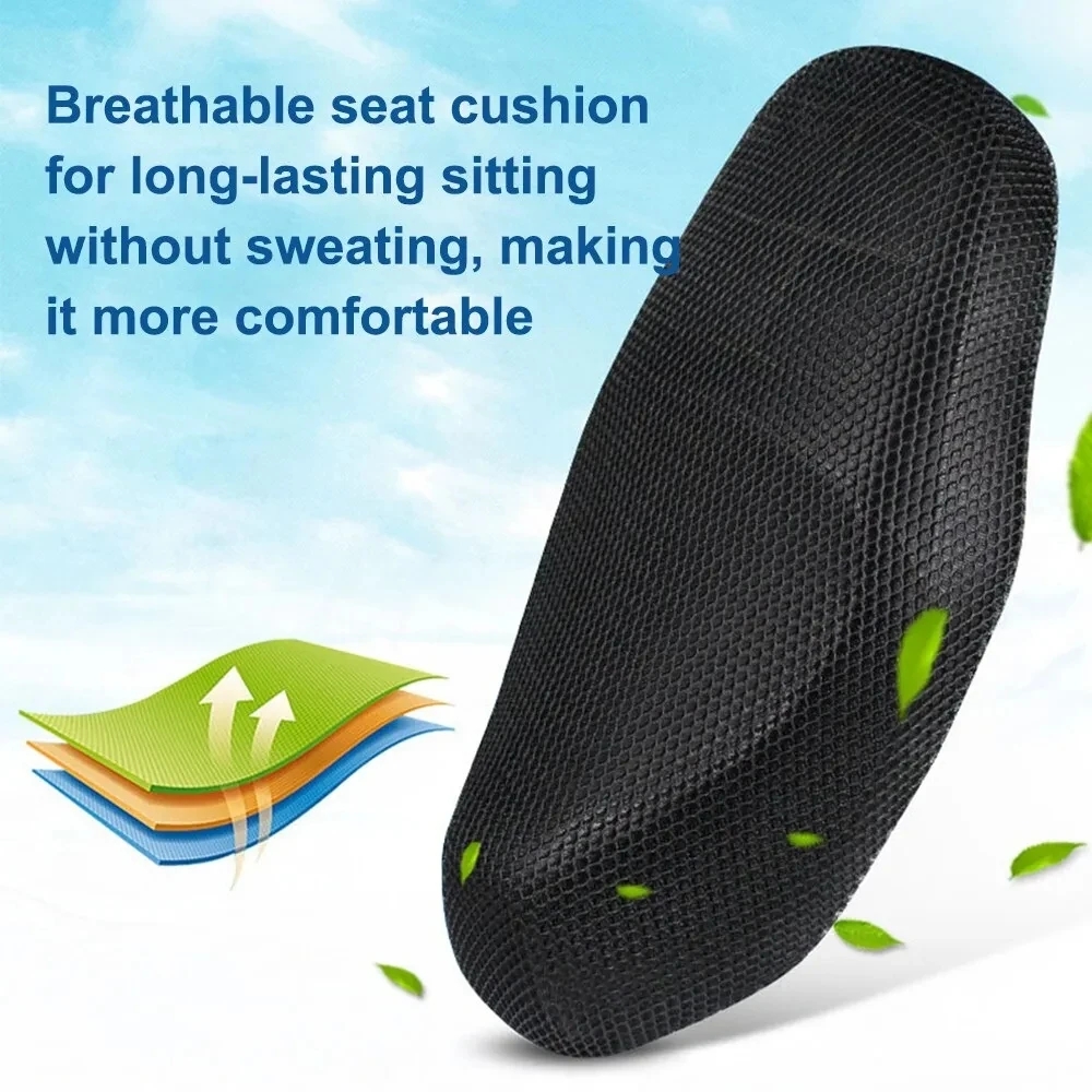 AEROiVi Motorcycle Seat Pad - 2.3" Thick 3D Mesh Breathable Cushion With Anti-Slip Bottom For Long Rides