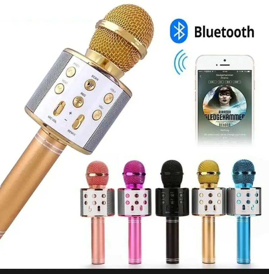 Mic With Speaker Microphone Bluetooth Wifi Mic Mike Portable Chargebale Original Best online Wireless Microphone with Built in Loud Speaker Multi