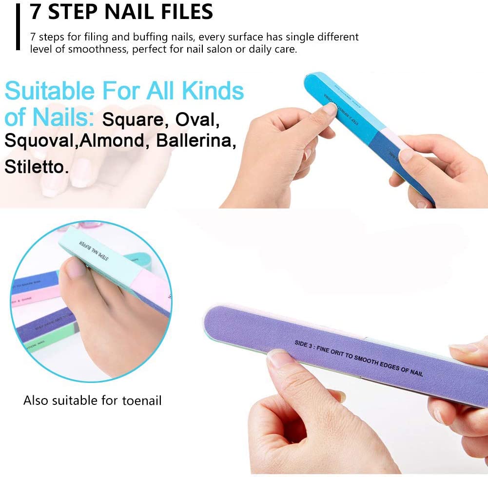 PACK OF 2 Nail Filer Buffer Six Side Pedicure Manicure Nail Art Sanding File Tips Polish Nail Buffer Block Shiner Polisher Manicure Nail Buffering Files For Home And Professional Manicure And Pedicure