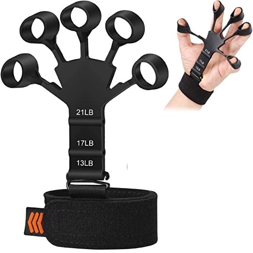 Finger Gripper Strength Trainer, Finger Strengthener, Finger Exerciser & Hand Strengthener, Hand Grips for Strength Training, Hand Strengthening Equipment for Therapy Multicolor (No Color Choice)