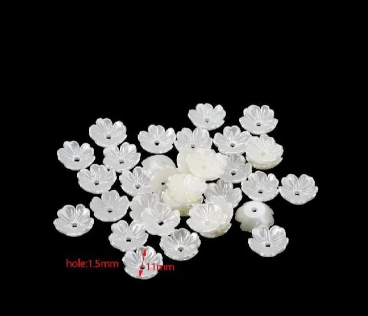 20/50/100 Pcs ABS Round Flowers - Imitation Pearl Beads For DIY Jewellery Making