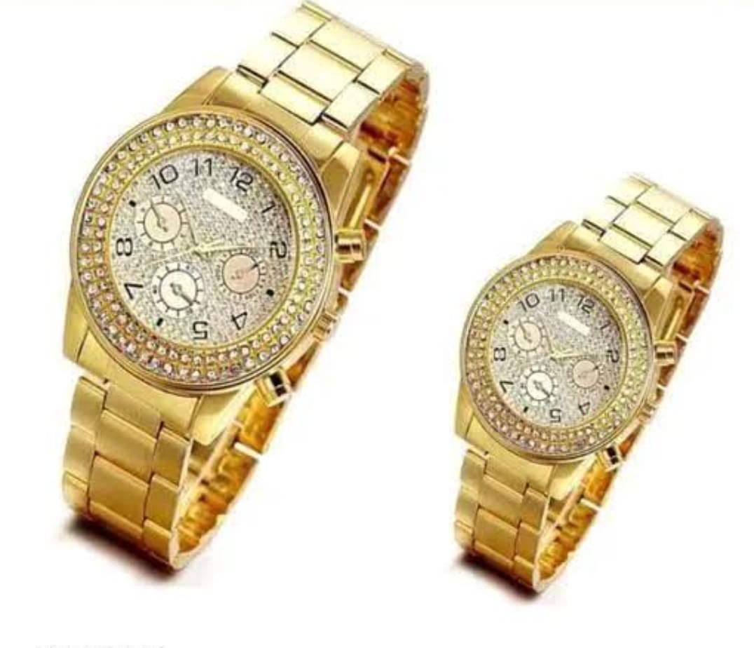 Top Trend  Luxury Watches For Couple-Top Fashion High Quality White Pearl Stones Dial Couple Watch for Men/Women -Best Couple Watch For Lovers -Stylish  Couple Watch For Unisex
