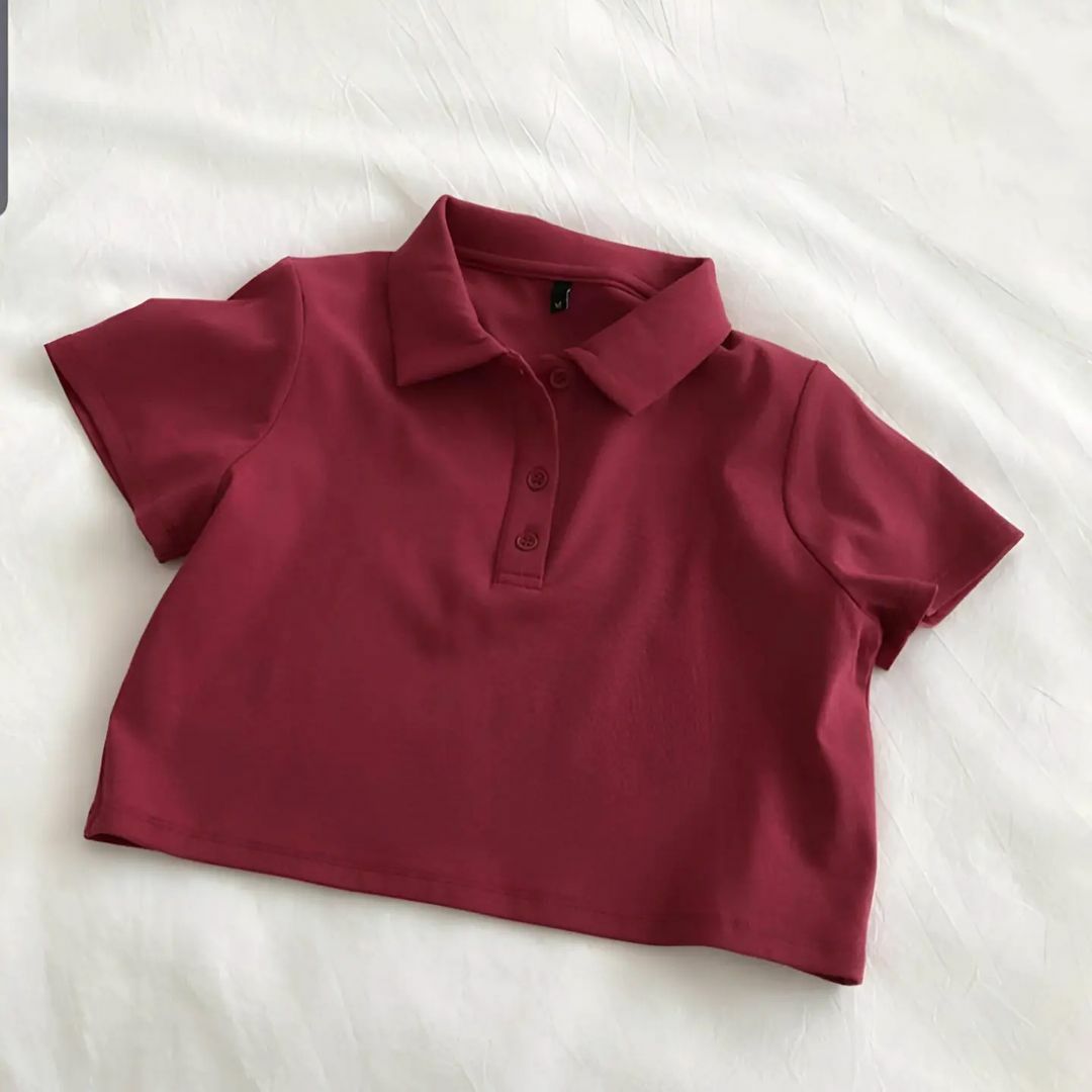 MI'TESORO Women's Short Sleeve Boxy Cropped Polo T-Shirt Polo Cropped T-Shirt - a timeless classic with a modern twist! for Girls/Women