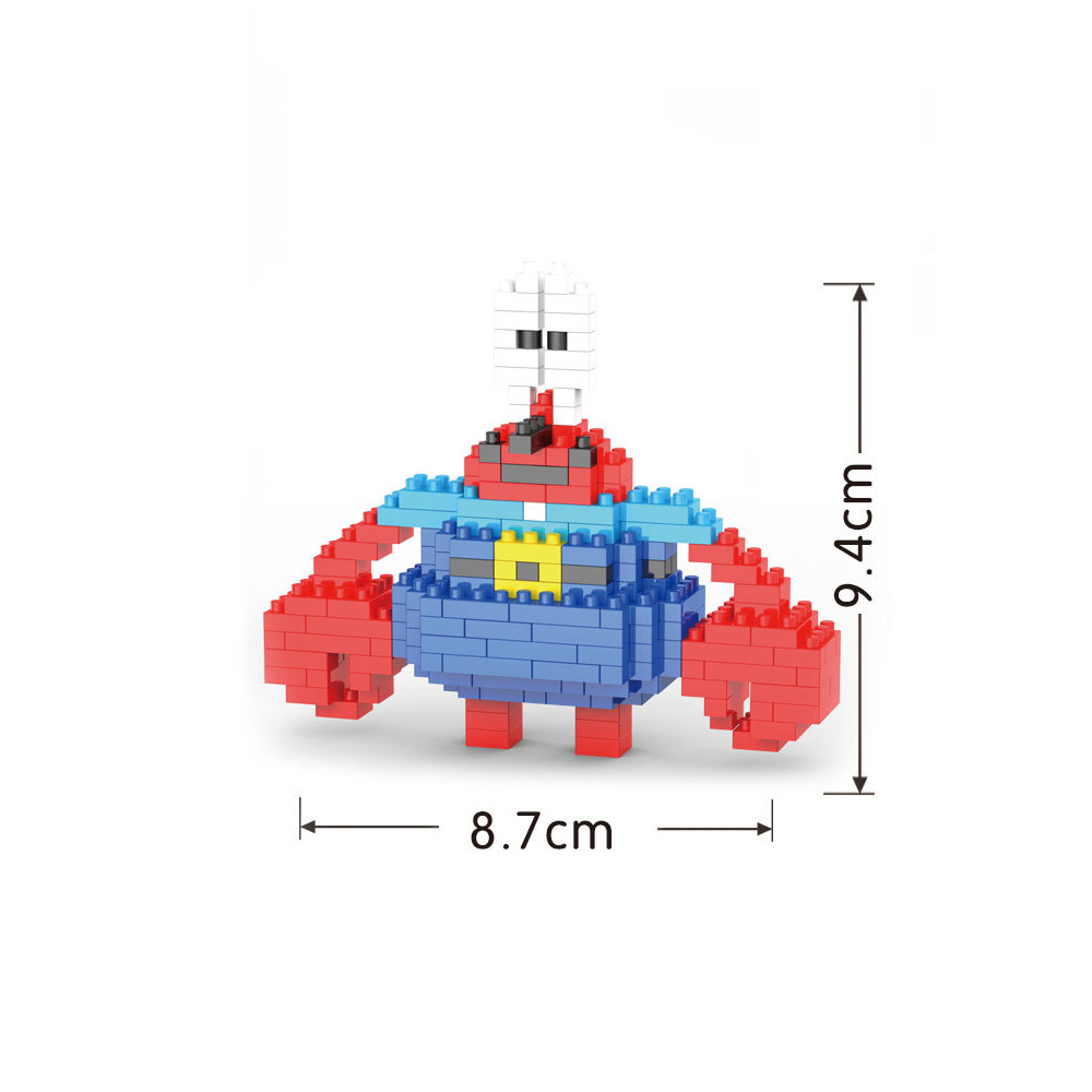 Yellow Sponge Cartoon Square Octopus Crab Mini Building Block Anime Character Brick Model DIY Assembly Toy Desktop Ornament 