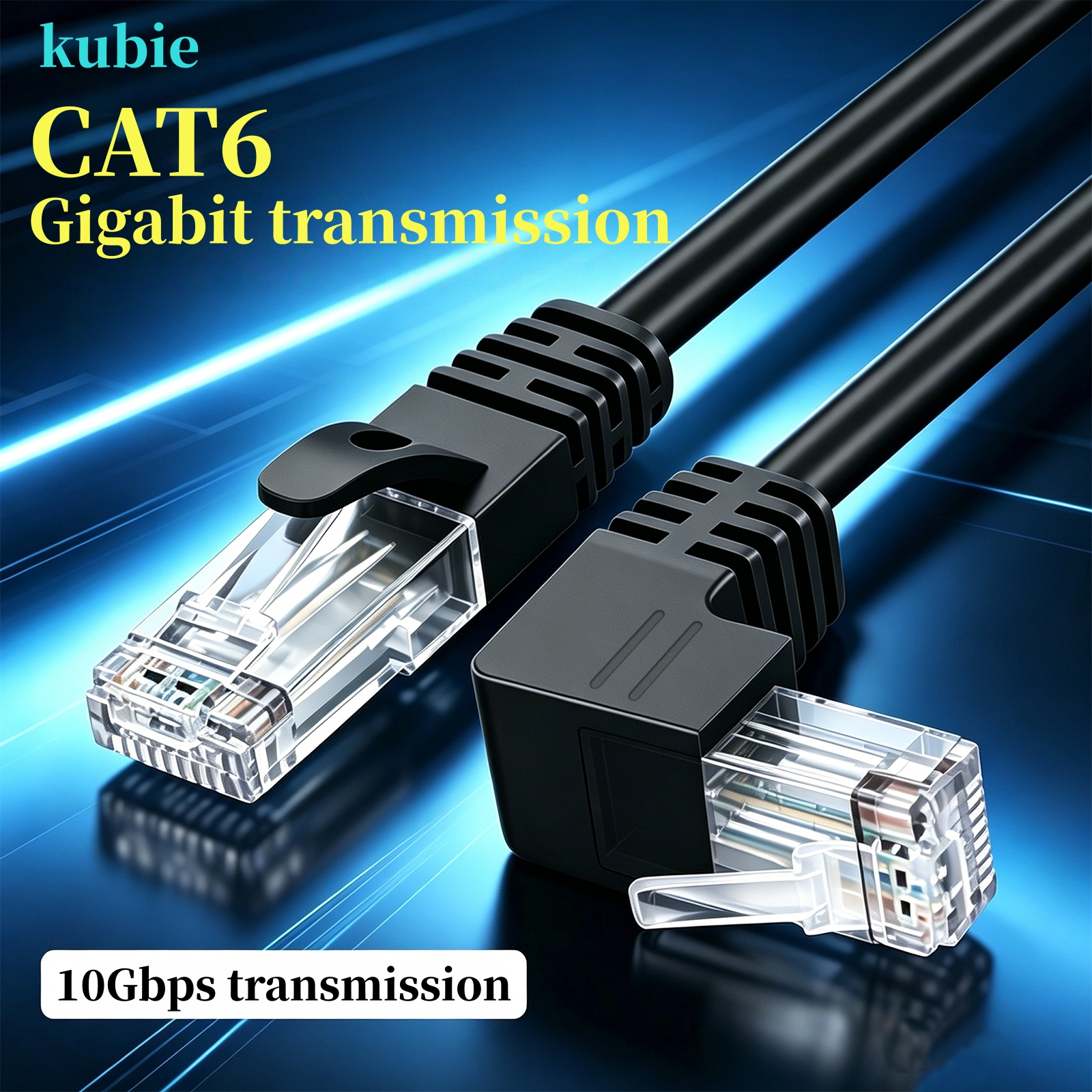 kubie Cat6a RJ45 90 Degree Angle Ethernet Cable Slim Patch Cord Lan Cable UTP RJ 45 for Patch Panel to Switch Flexiable