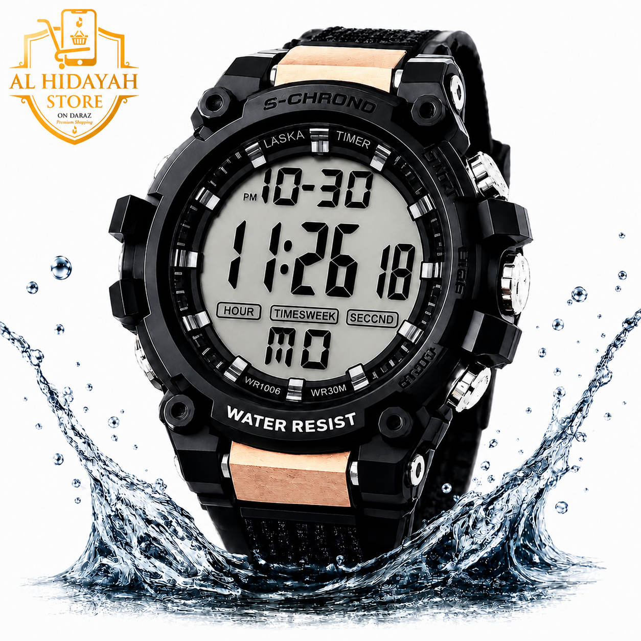 Original LASIKA S-CHRONO LED Digital Sports Watch for Men | Water Resistant | Alarm | Stopwatch | Large Display | Boys, Teens & Students | With Box