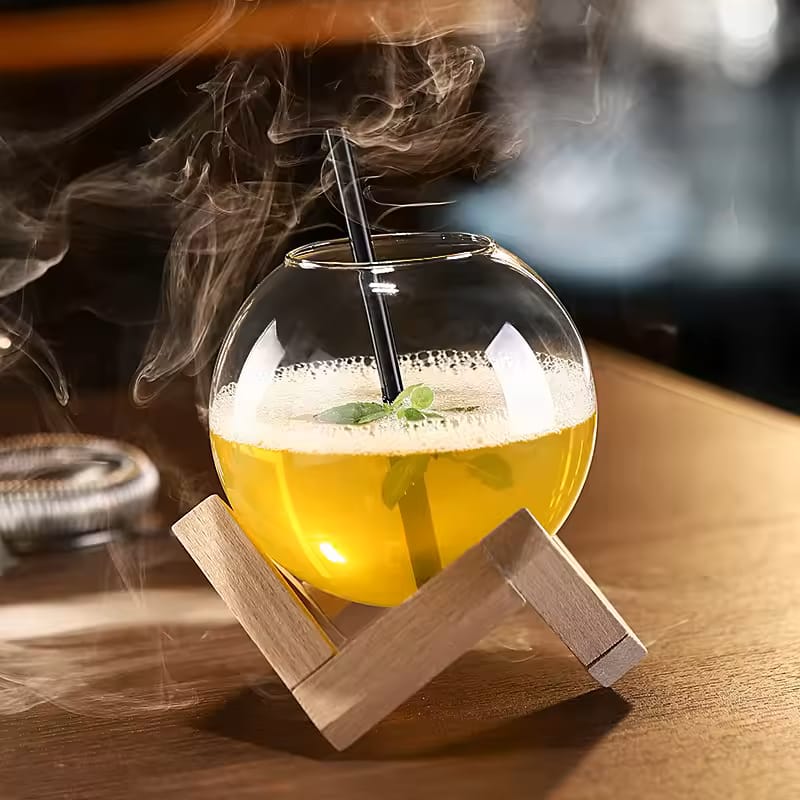 Spherical Wooden Cocktail Cup