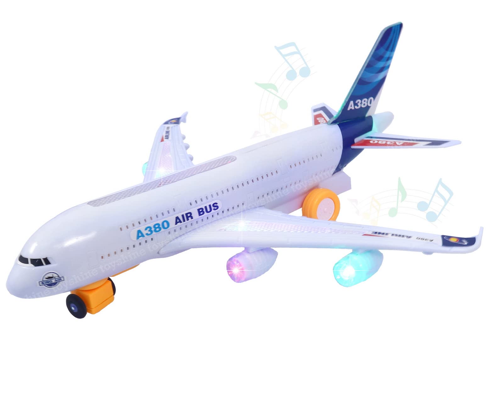 Airplane Toys for Kids, Bump and Go Action, Toddler Toy Plane with LED Flashing Lights and Sounds for Boys & Girls 3-12 Years Old (A380)- Mix Design