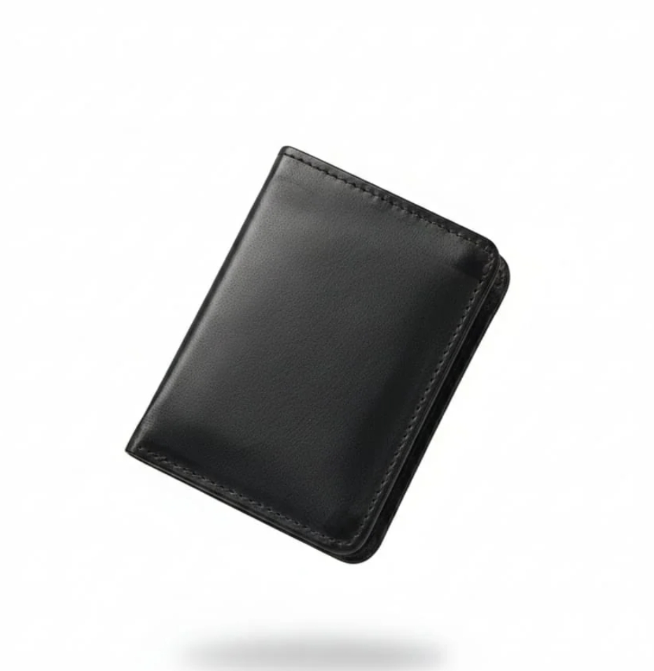 Leather Wallet for Men – 6 Card Slots, Button Closure, Slim Bifold Purse