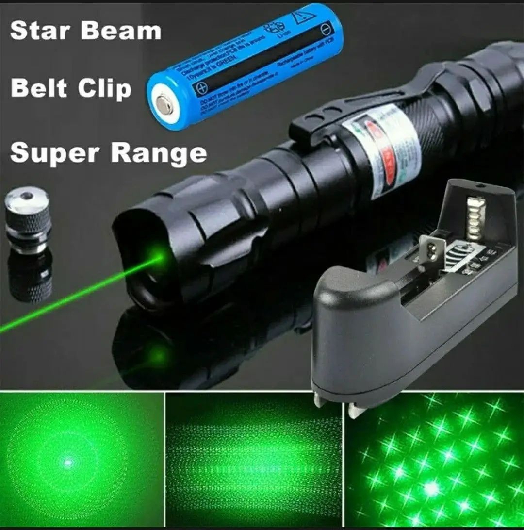 green Laser Light High Power Green Laser Pointer 10KM Long Range Rechargeable 18650 Battery | Star Cap Effect | Metal Body | Outdoor Beam Light | Astronomy Laser | Strong Green Beam | L.K. Mart | Laser Torch for Camping, Hiking, Presentation, Night Use