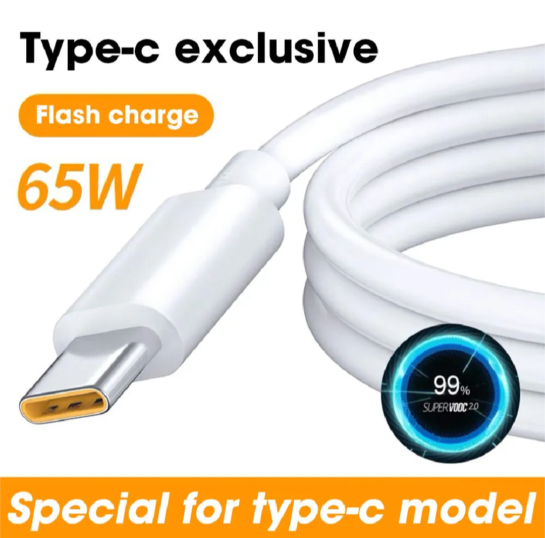 OPPO Original SUPERVOOC / VOOC Type-C Fast Charging Cable - 80W / 65W High Speed Data Cable (8A)