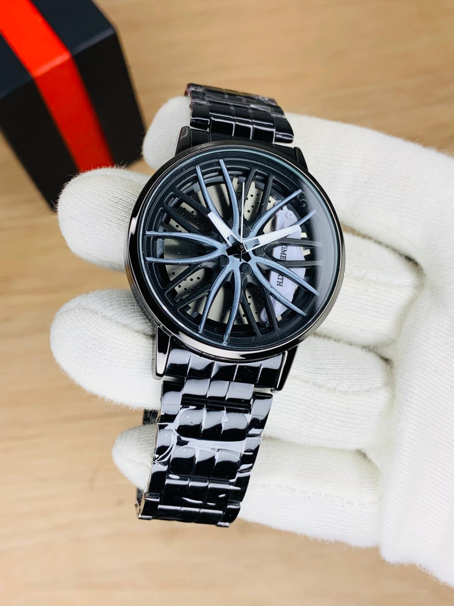 Trending Rim Men Quartz Watch for Waterproof Vacuum Plating Strap with Car Wheel Rim Hub Design Sport Automatic Wrist watch