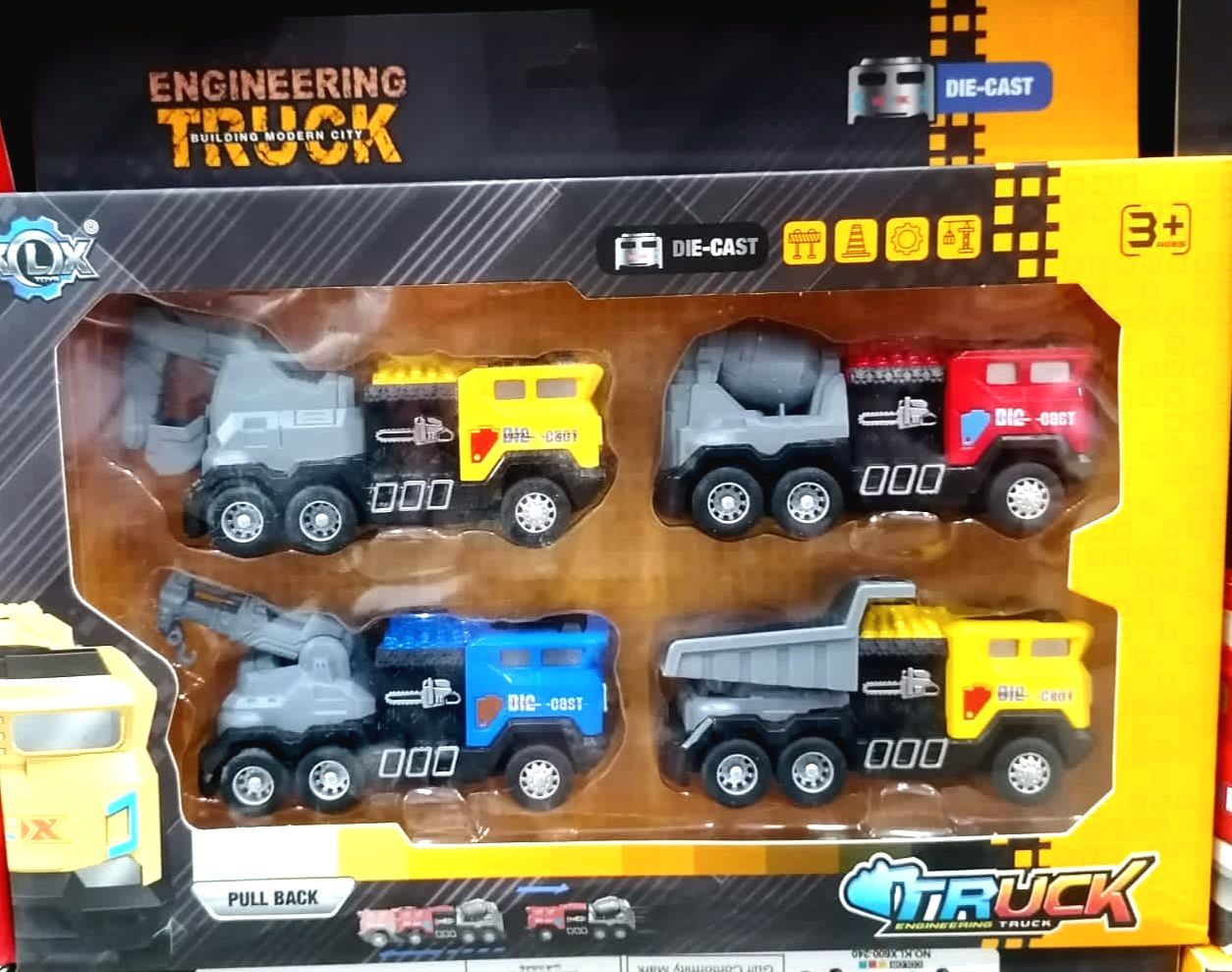 Grand Truck Pack Of 4 Construction Alloy Metal Trucks With Movable Parts Push&pull Trucls