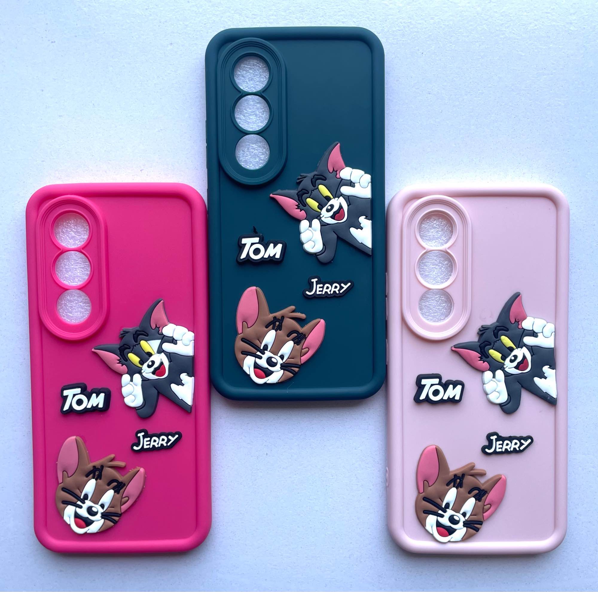 Itel S25 - ladies fancy 3D Tom & Jerry Cartoon Silicone Phone Case – Matte Soft Grip with Cute Cartoon Char