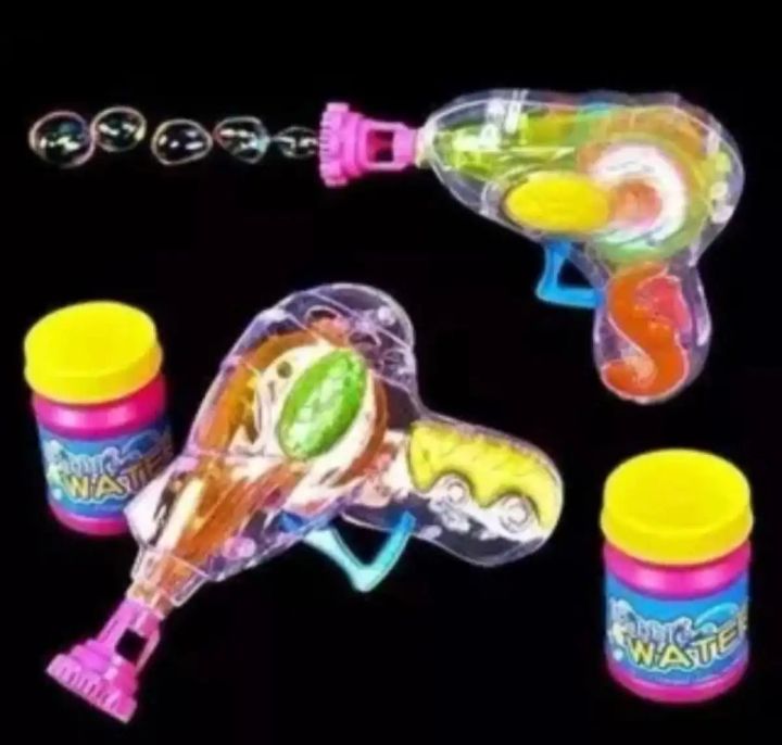 (PACK OF 01-02-04) Bubble gun with lighting and Bottle liquid toy for kids, Bubble gun with bubble liquid bottle Multicolor and transparent Lighting High Quality (Aizal Mall)