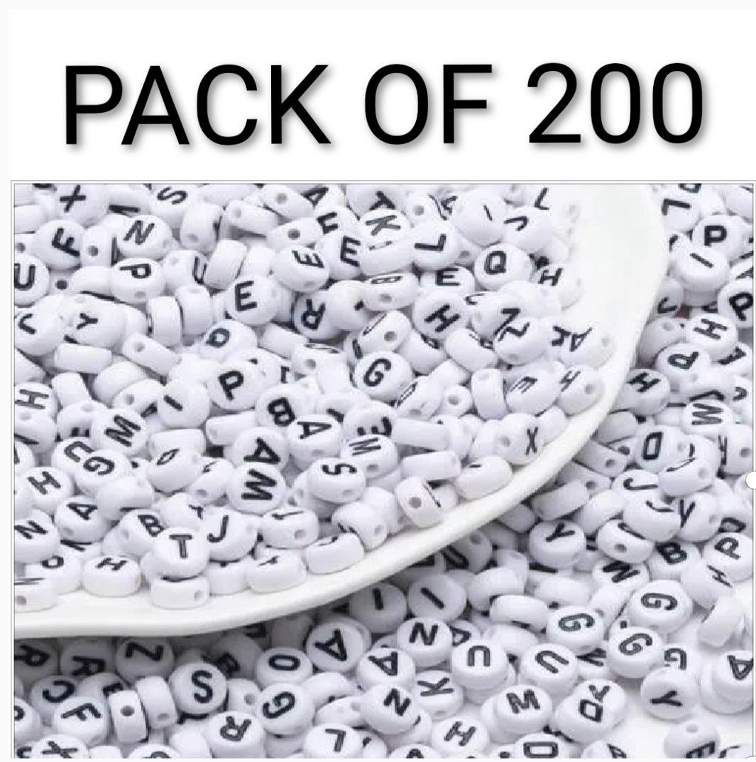 100 Pieces | Mixed White Round Alphabets Beads | Used in Making DIY Jewelry and Accessories beads for jewelry bracelets making A01