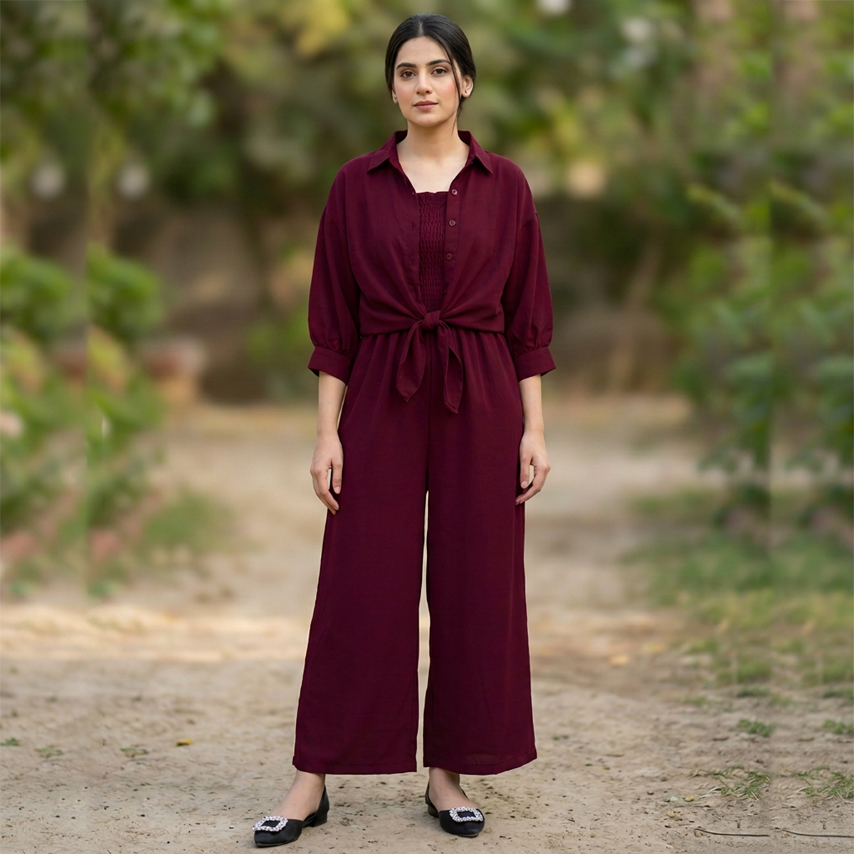 Dealistaan Stitched Stylish Western Wear Jumpsuit 2Pc Dress For Women