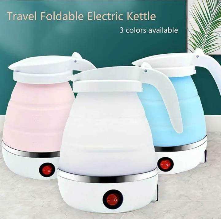 Portable Electric Kettle 600ml | Foldable Silicone Travel Kettle | Fast Water Boiling Kettle | Mini Collapsible Electric Kettle