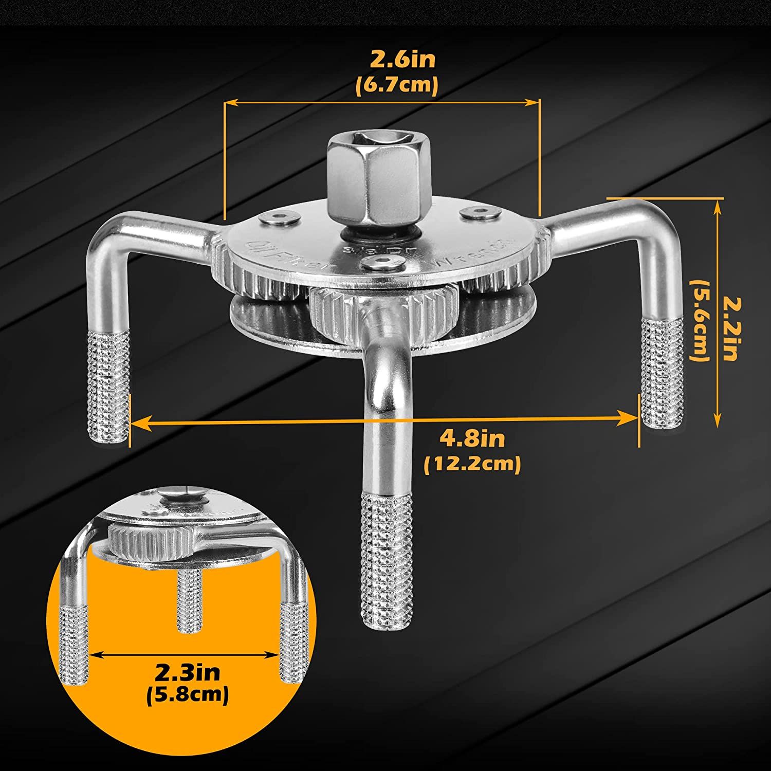 3-Leg Adjustable Oil Filter Wrench – Fits 2.5 To 4.5 Inch Filters – 1/2