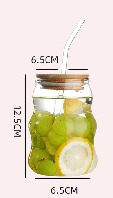 Ribbed Glass Sipper with Straw