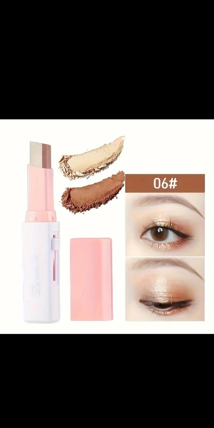 Eyeshadow Stick 2 In 1 Double Color Gradient Velvet Shadow Stick Eye Makeup Waterproof Lasting Shimmer Metallic Eyeshadow Makeup