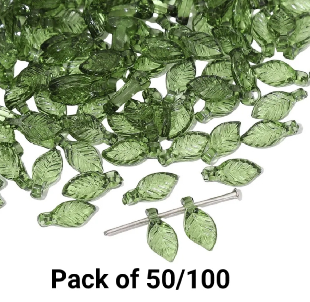 Acrylic Crystal Leaf Beads – Transparent Green Leaves for DIY Crafts, Jewelry Making & Decoration
 | Deebaj by maria