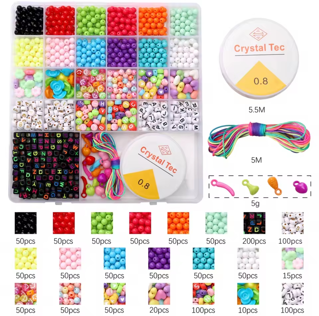 Meesho Online (Shop 02) 24Grid Acrylic Beads Letter Beads with String DIY Craft Kit for Bracelet Necklace Kit Jewelry Making Set Handicraft Making Kit