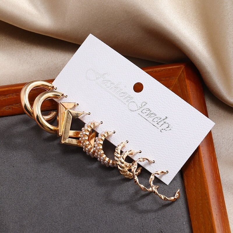 10 PCS Trendy Earrings Set for Women & Girls – Tassel, Vintage Pearl, Twist, Butterfly, Hollow, Plated Dangle & Hoop Styles
