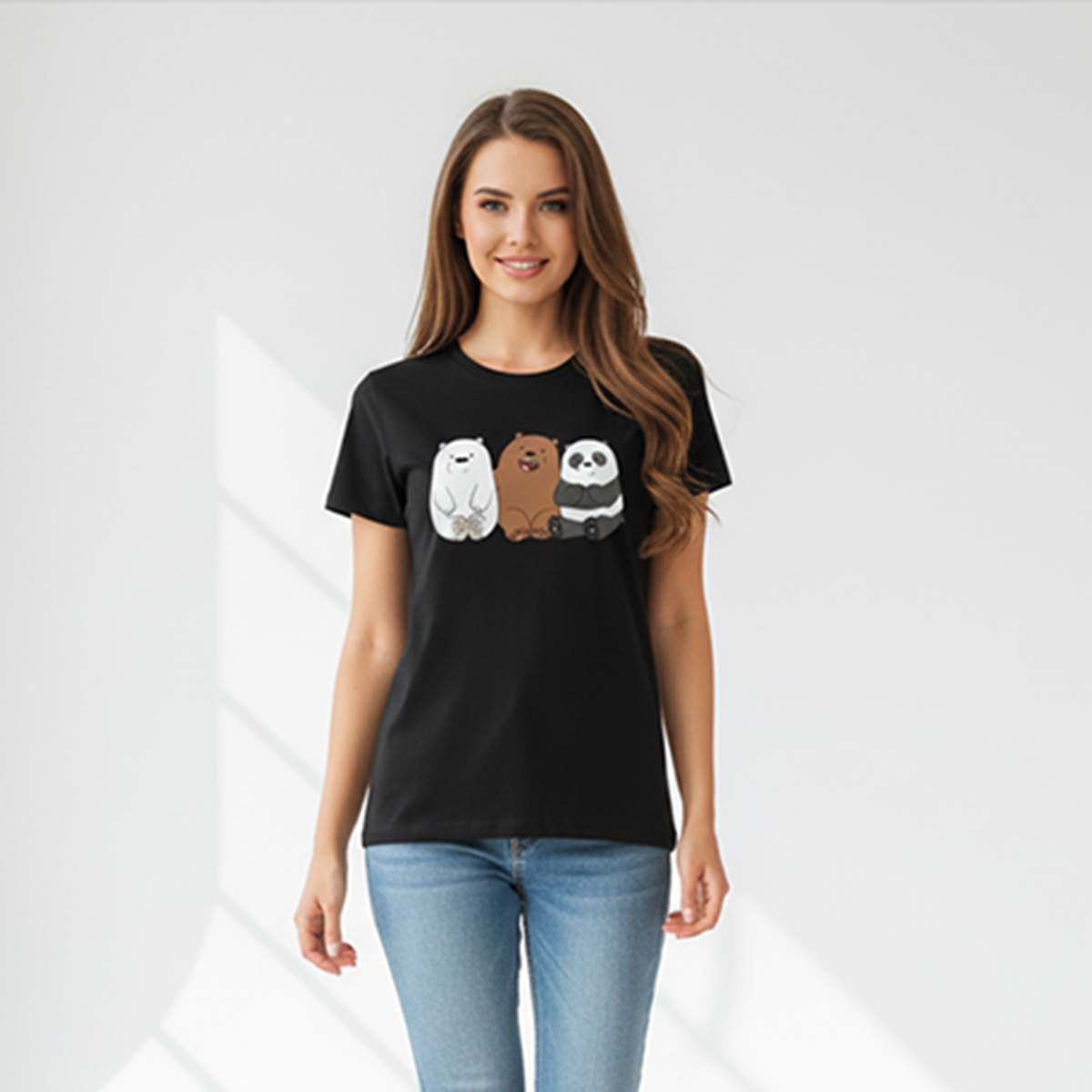 T Shirt For Women N Girls Summer Collection In Stylish New BEARS Printed Round Neck Half Sleeves T Shirt