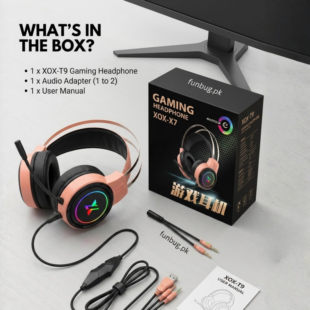 FunBug Pro Gaming Headset with RGB Lights, Noise Cancelling Microphone, USB/3.5mm Plug - Comfortable Ear Cushions, On-Headset Audio Control, New Gaming Headphones