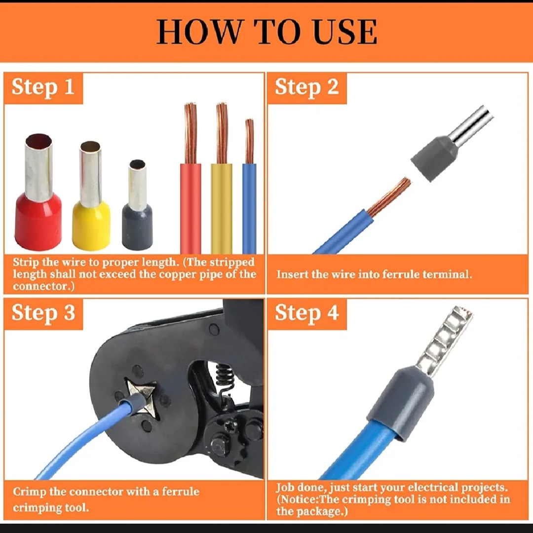 400PCS Cord Pin End Bootlace Ferrule Crimp Terminals Cable Wire Connectors Kit