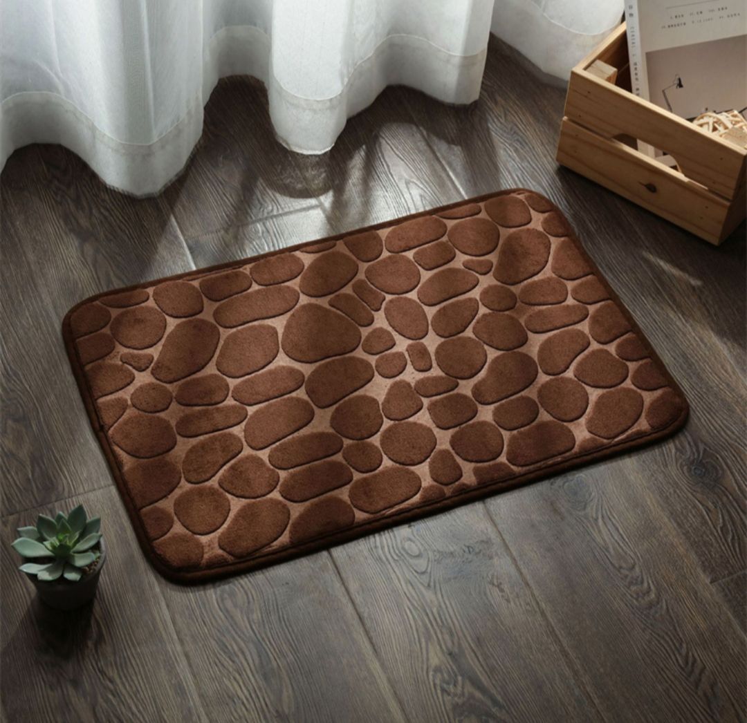 Memory Foam Bath Mat Cobblestone Bathroom Rugs Super Water Absorbent Bath Mats for Bathroom Machine Washable Bath Rugs 40X60CM