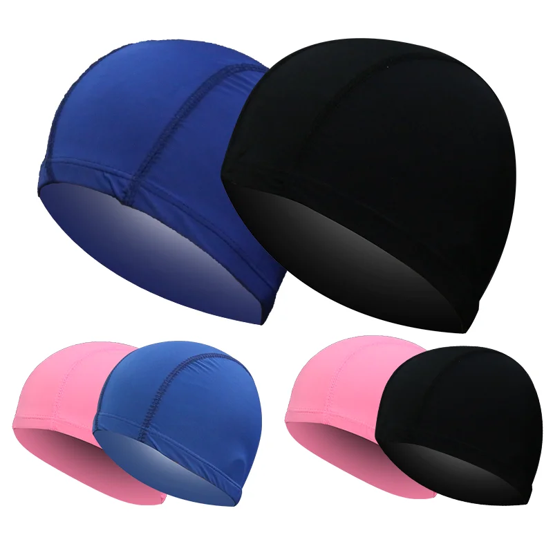 New Waterproof PU Fabric Protect Ears Long Hair Water Sport Swim Pool Swimming Bathing Caps Hat Plus Size for Men & Women Adults