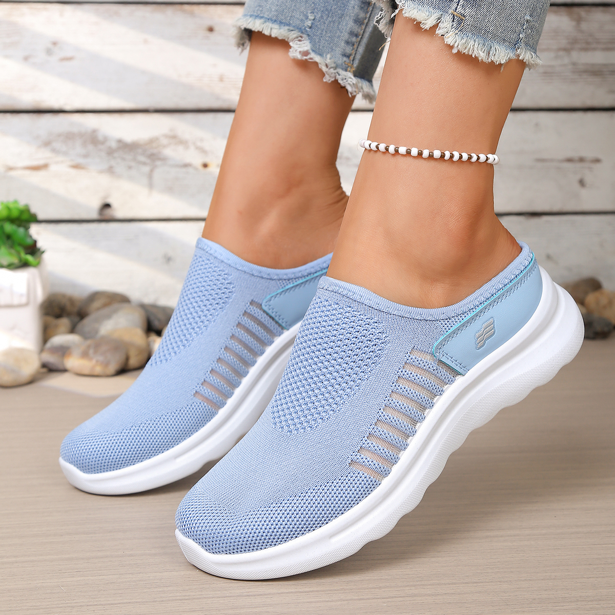 2026 New Women Hollow Mesh Slip On Backless Mules Lightweight Thick Platform Walking Slippers Comfort Outdoor Casual Mesh Shoes