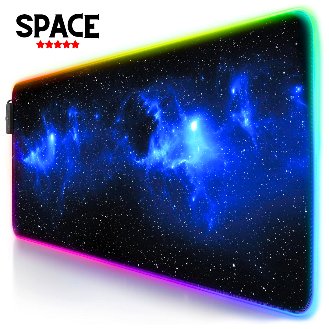 High-Quality XXL RGB Gaming Mouse Pad SMALL & Large Size with Gel Wrist Pad - Extended & Small Led Soft Cloth Mousepad Mat with Non-Slip Rubber Base & 14 Lighting Modes for Gamers, PC Computer, Laptop, Office - (800×300×4mm) - Black - FunBug