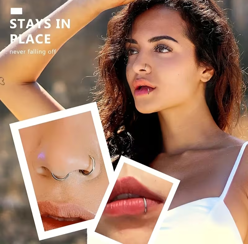 20pcs Titanium Non-Piercing Fake Ear, Nose & Lip Rings