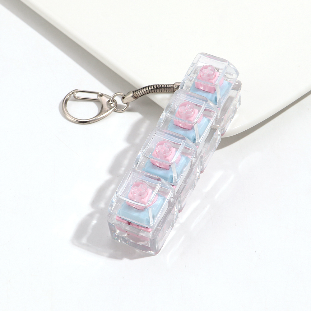 Keyboard Fidget Toys Crystal Keycap Keychain No Light Stress Relief Fingertip Gadget Decompression Toys Clicker Fidget Toy