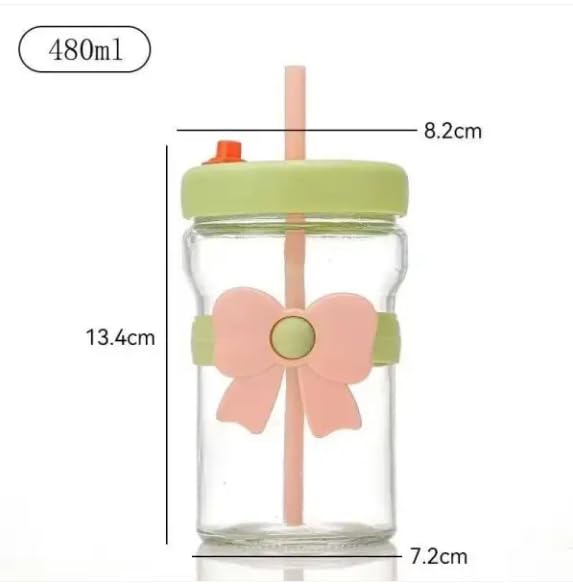 Flower Tea Glass Cup with Straw